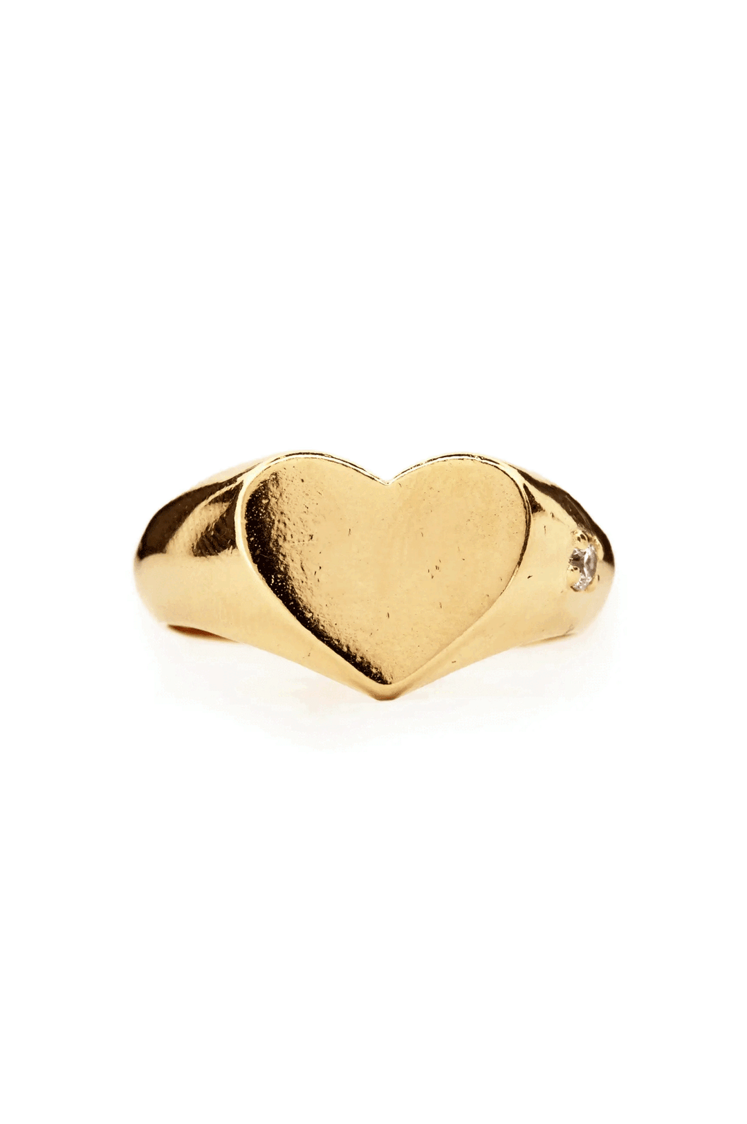 Little Gem Heart Signet - White Sapphire | Gold