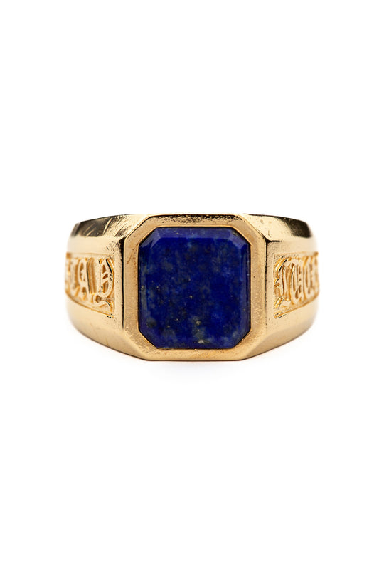 Stay Lucky Signet -  Lapis Lazuli | Gold