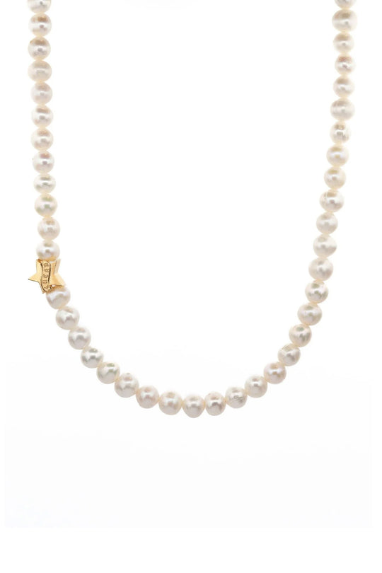 Lucky Star Pearl Necklace | Gold