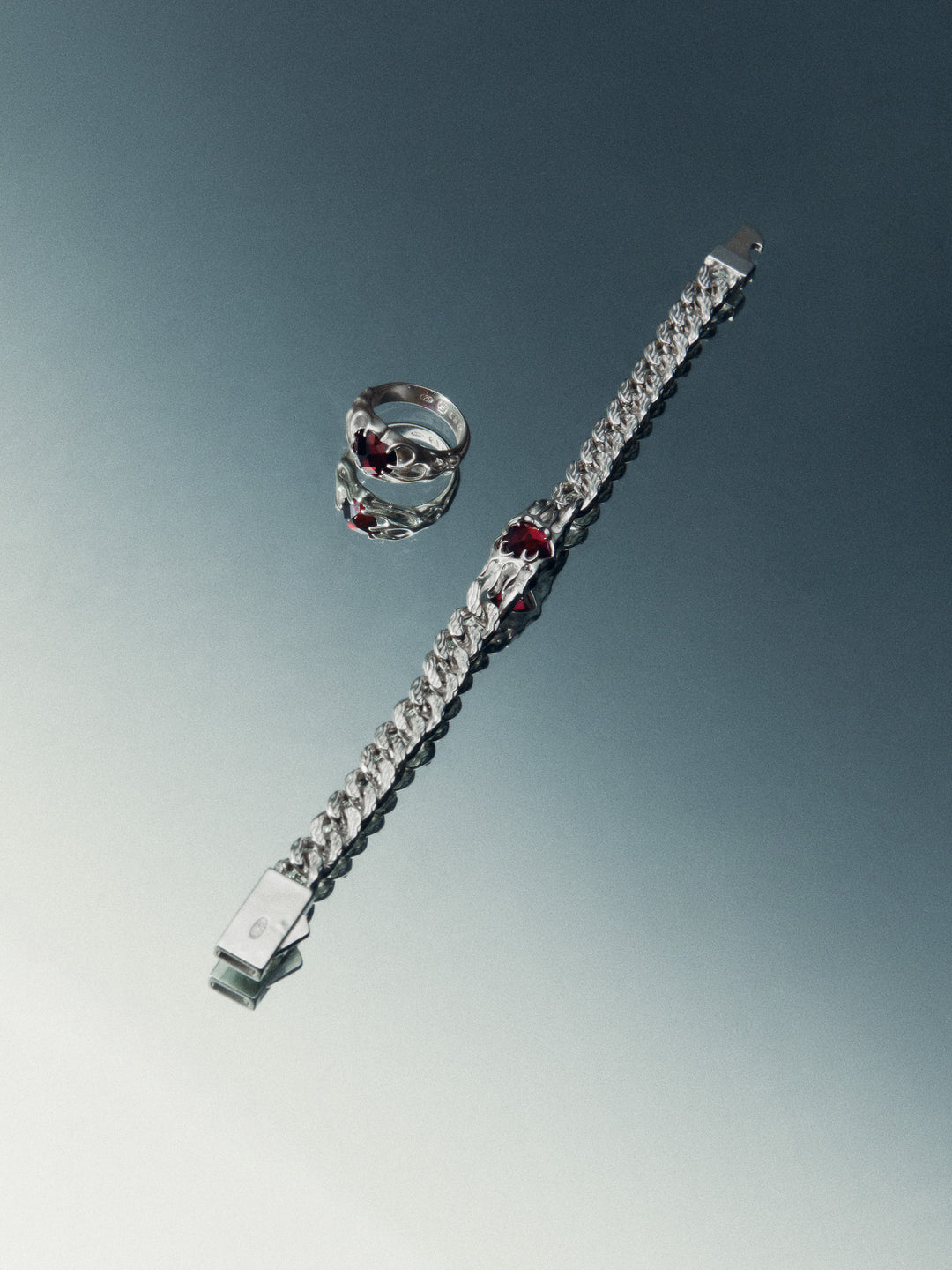Flaming Heart Bracelet - Garnet
