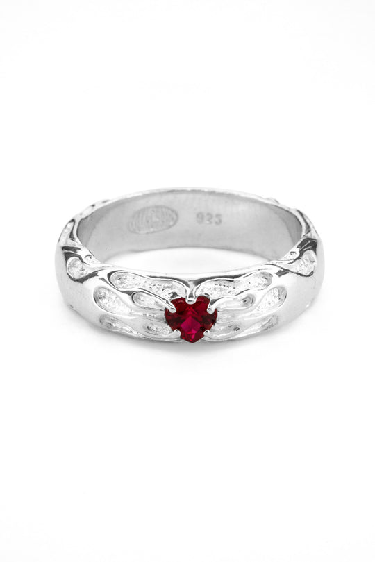 Lil' Flaming Heart Ring Garnet