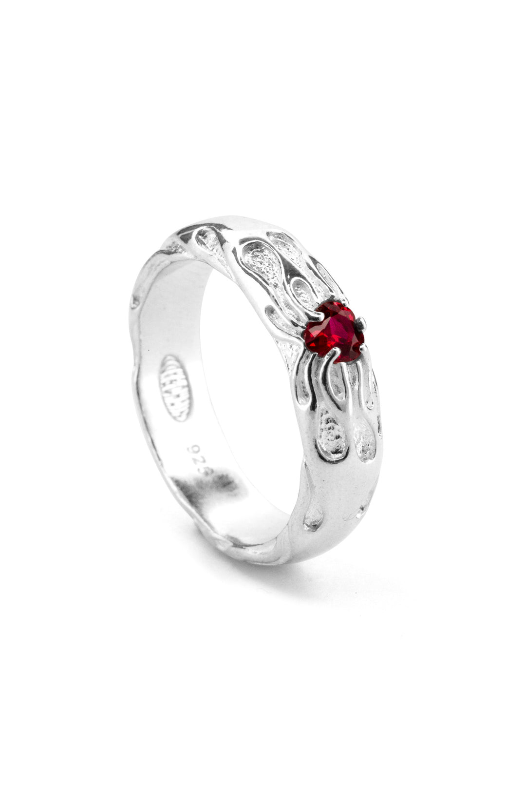 Lil' Flaming Heart Ring Garnet