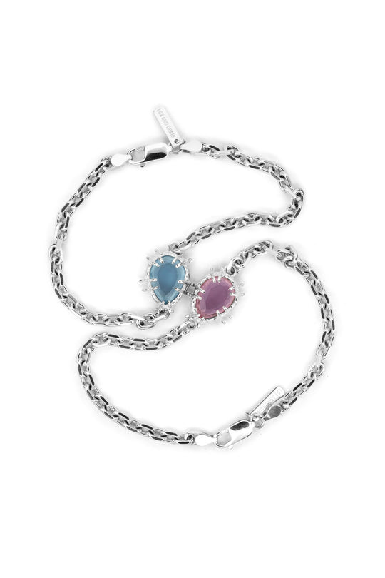 Breakable Heart Gem Bracelet Set Silver