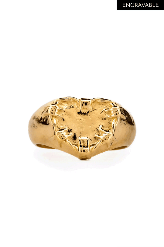 Lil' Barbwire Heart Signet | Gold