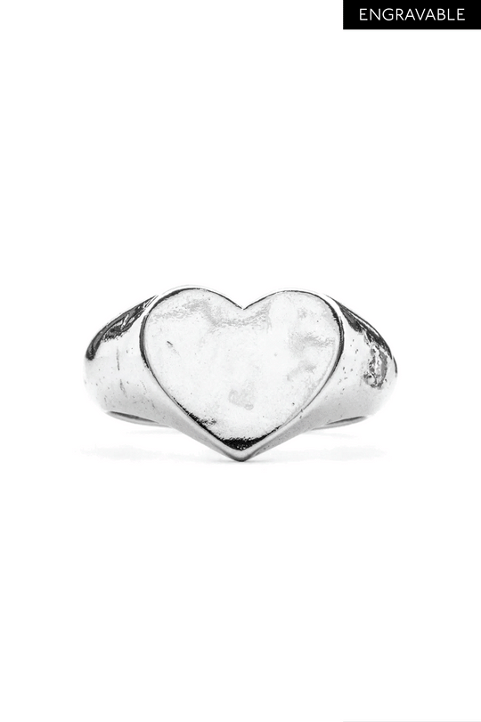 Little Gem Heart Signet - White Sapphire