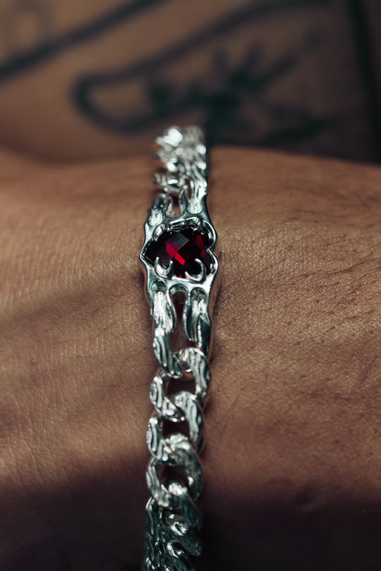 Flaming Heart Bracelet - Garnet