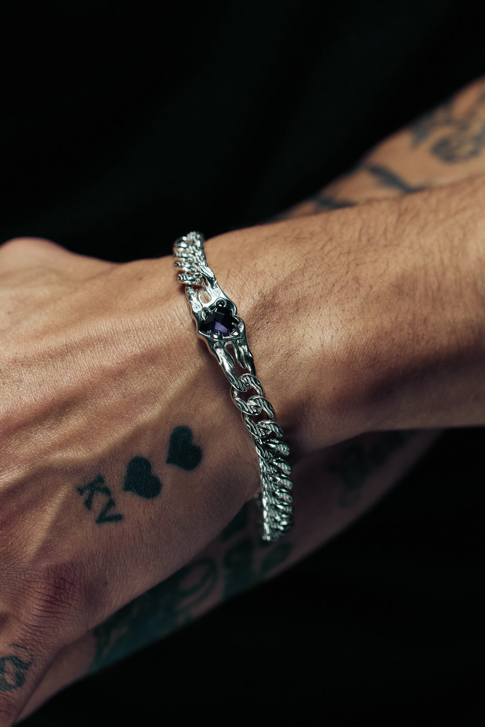 Flaming Heart Bracelet - Blue Sapphire