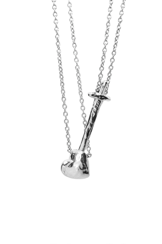 Stabbed Heart Necklace - Set | Silver