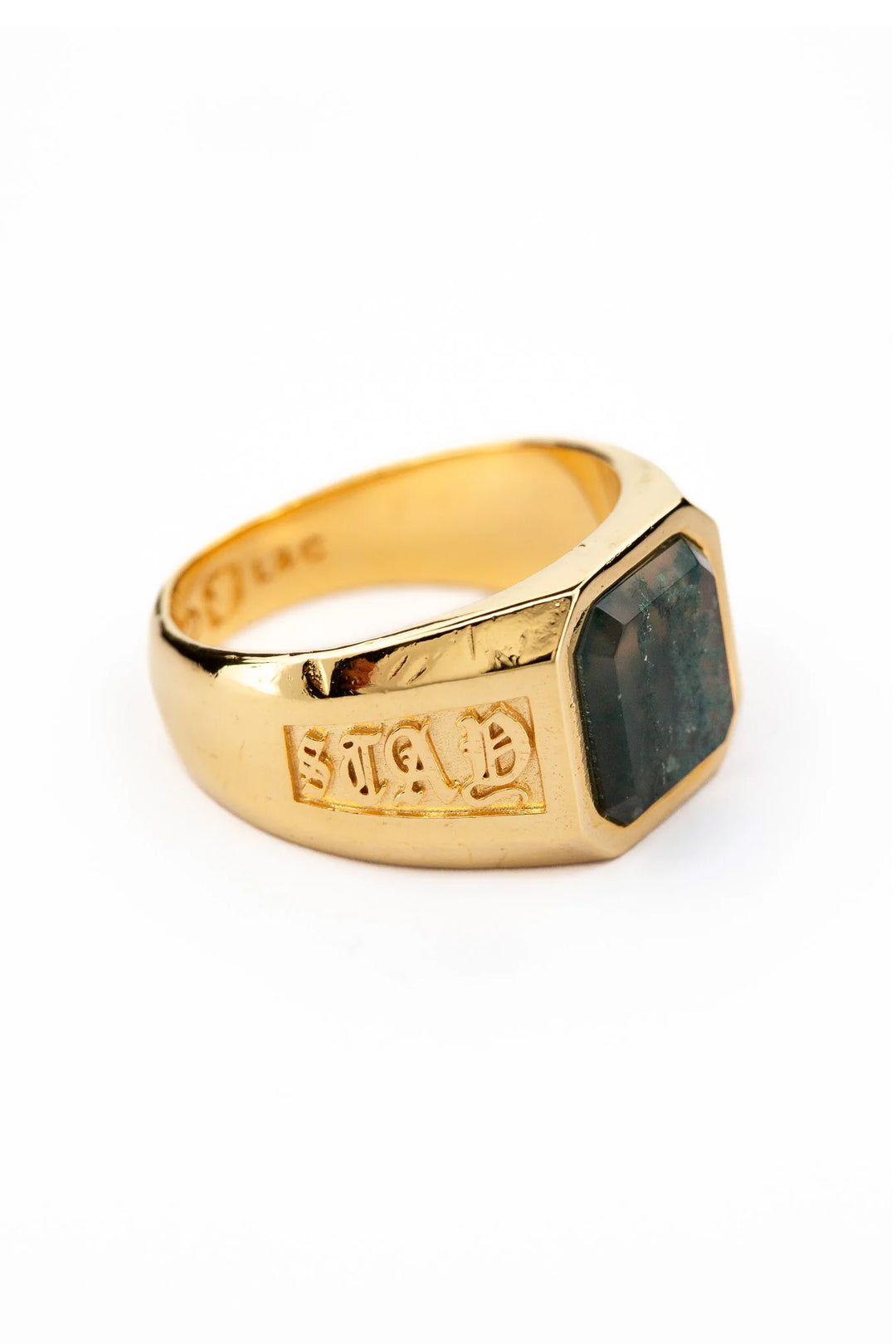 Stay Lucky Signet - Moss Agate | Gold