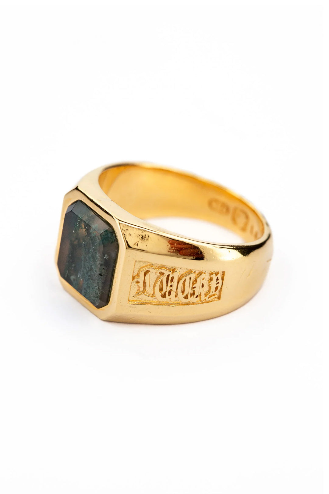 Stay Lucky Signet - Moss Agate | Gold