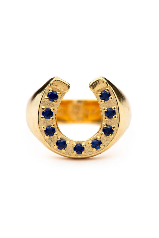 Good Luck Signet - Sapphire I Gold
