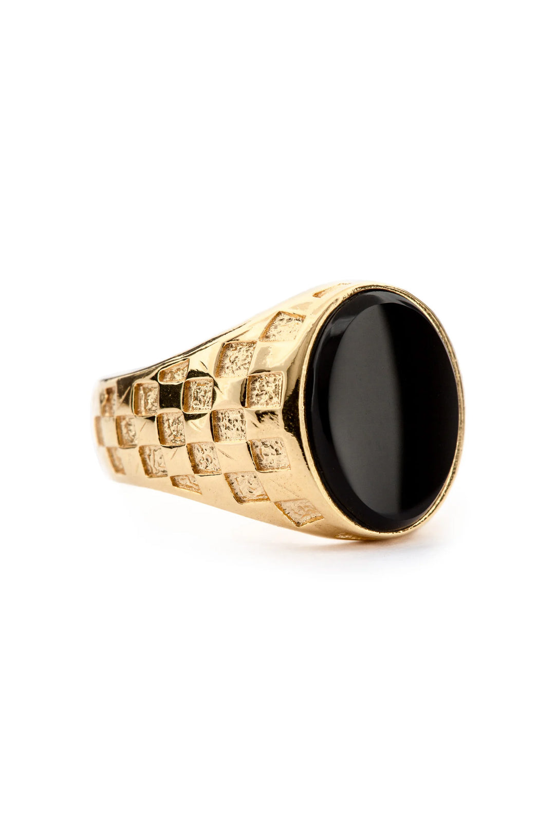 Checkered Signet - Onyx | Gold