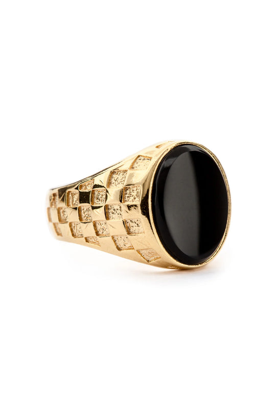 Checkered Signet - Onyx | Gold