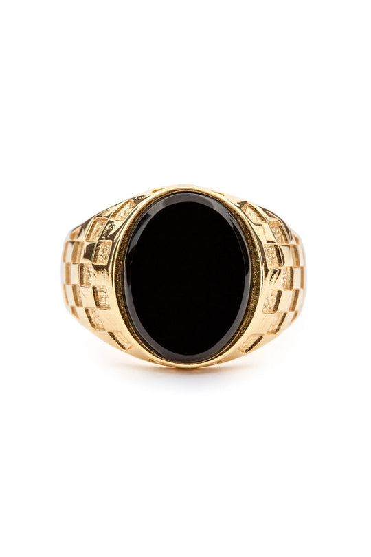 Checkered Signet - Onyx | Gold