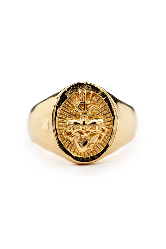 Sacred Heart Signet I Gold