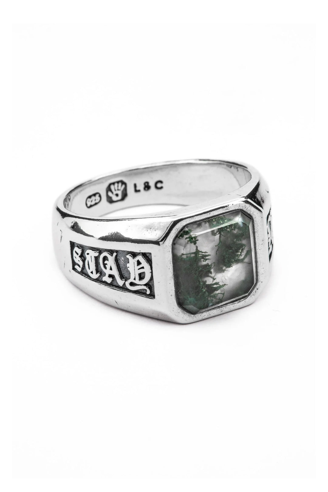 Stay Lucky Signet - Moss Agate