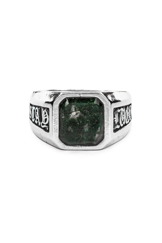 Stay Lucky Signet - Moss Agate